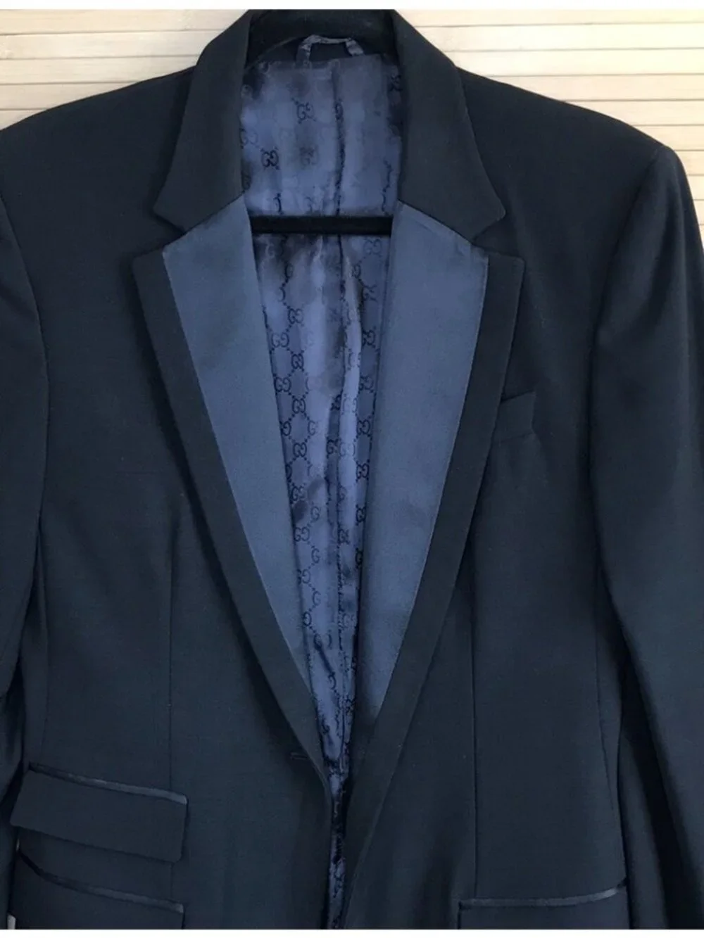 Gucci 46 US 36 Black Tux Tuxedo sharp sport dress coat jacket Italy READ flaws